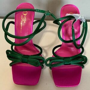 Green and Pink Women's Sandals